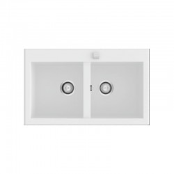 Fregadero sintético de fibra SHIRA 504 con dos cubetas. Blanco.