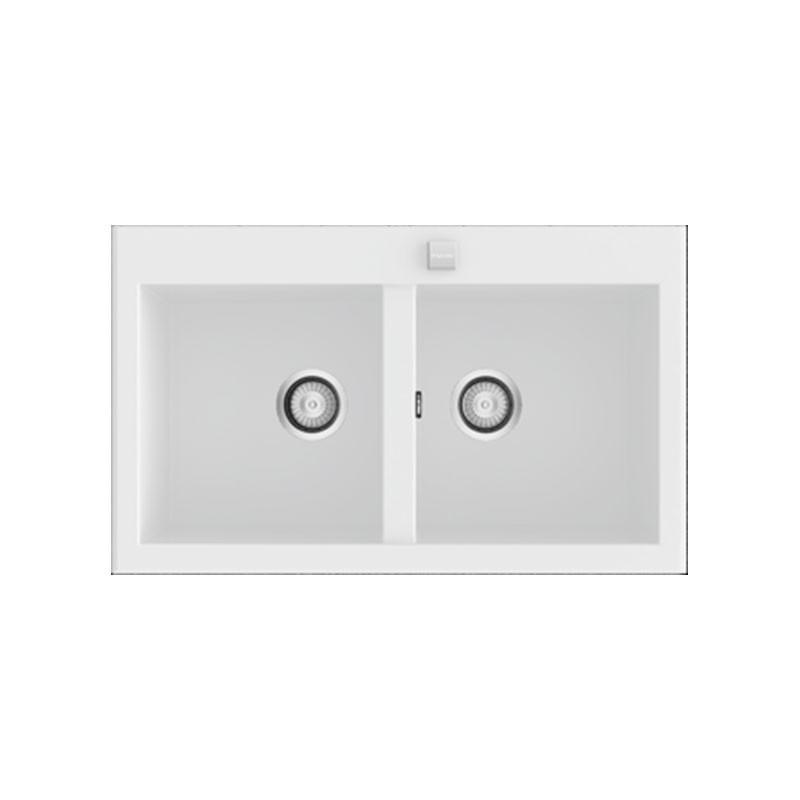 Fregadero sintético de fibra SHIRA 504 con dos cubetas. Blanco.